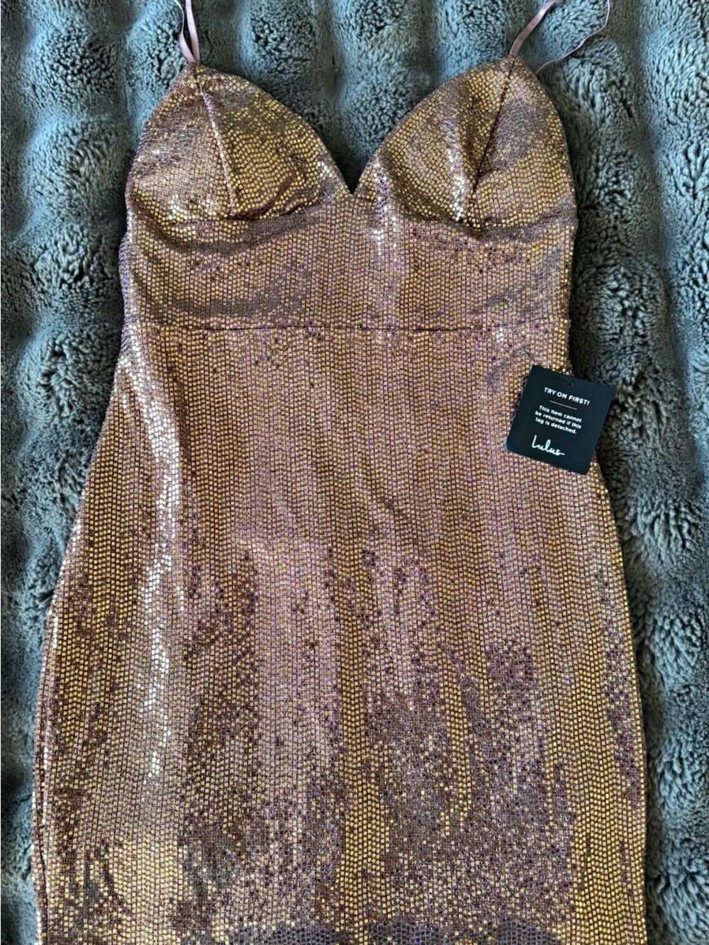 Lulu's Rose Gold Sequin Mini Dress